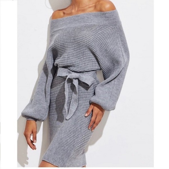 OFF- SHOULDER SWEATER DRESS - Picture 4 of 5